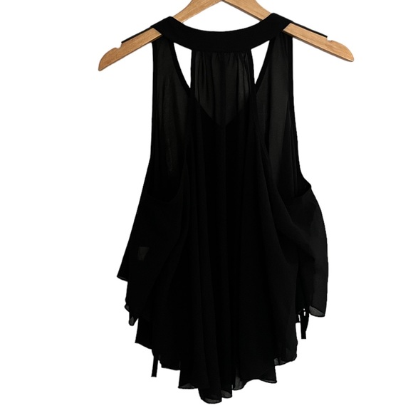 Black Flowy Corset Sided Tank Top Size M (3) - Picture 2 of 4